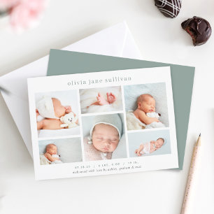 Söt sex Fotokollage Birth Meddelande
