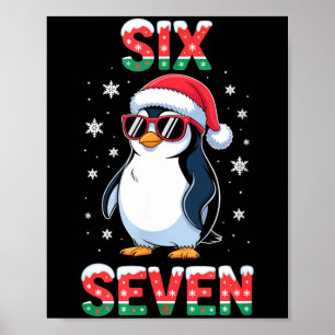 Söt sex sju 67 pingvinbarn jul poster