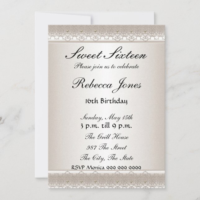 Söt sexton 16  Inbjudan (Framsida)