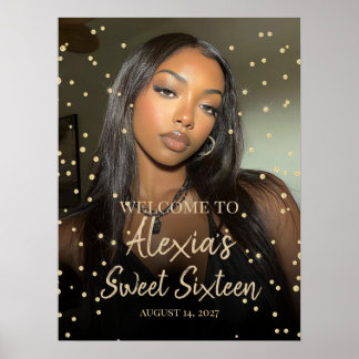 Söt sexton födelsedag guld diamanter välkommen poster
