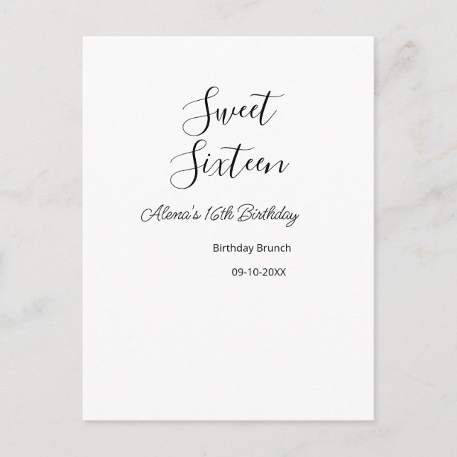 Söt sexton födelsedagsbrunch 16-årsdag namn d vykort (Framsida)
