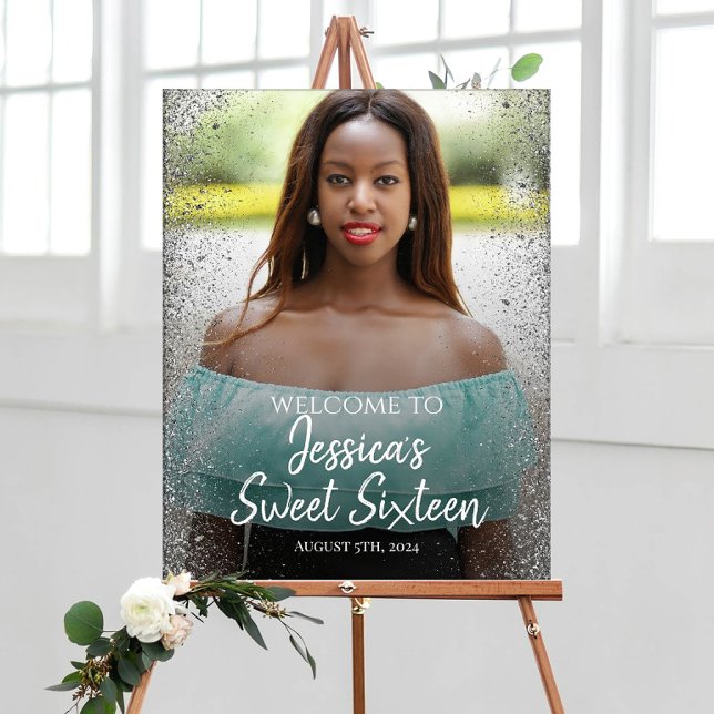 Söt sexton födelsedagsfest välkomstskylt med foto poster (Skapare uppladdad)