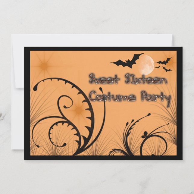 Söt sexton Halloween kostymfest inbjudan (Framsida)