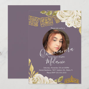 Söt sexton Ivory Glitter Falska blommor Foto  Inbjudningar