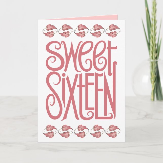 Söt Sexton Petal Födelsedags Kort (Framsida)