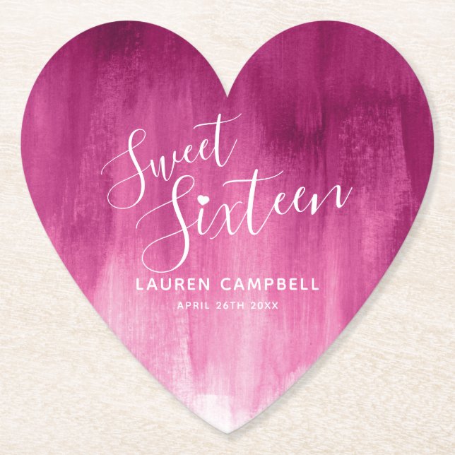 Söt sexton röd rosa modern konst tvätt underlägg papper (Framsida)