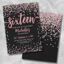 Söt Sexton Rosa Guldglitter 16-årsdag