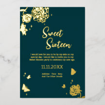 Söt sextonårs Emerald Green Folie Inbjudan