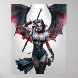 Söt Sexy Vampire Warrior Poster konst