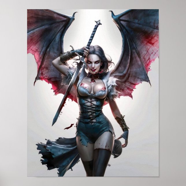 Söt Sexy Vampire Warrior Poster konst (Framsidan)