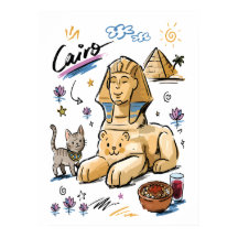 Söt Sfinx Kairo Egypten Doodle Art