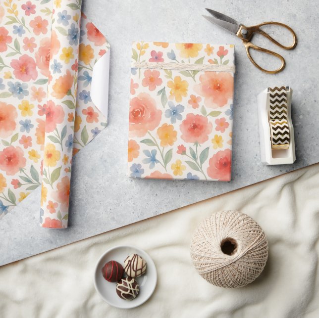 Söt Shabby chic Fransk Blommigt Art Mönster Presentpapper (Hantverk)