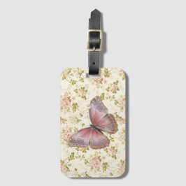 Söt Shabby chic Rosa Butterfly på Blommigt Bagagebricka