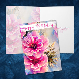 Söt Shabby chic Rosa Flowers Blommigt Birthday Kort