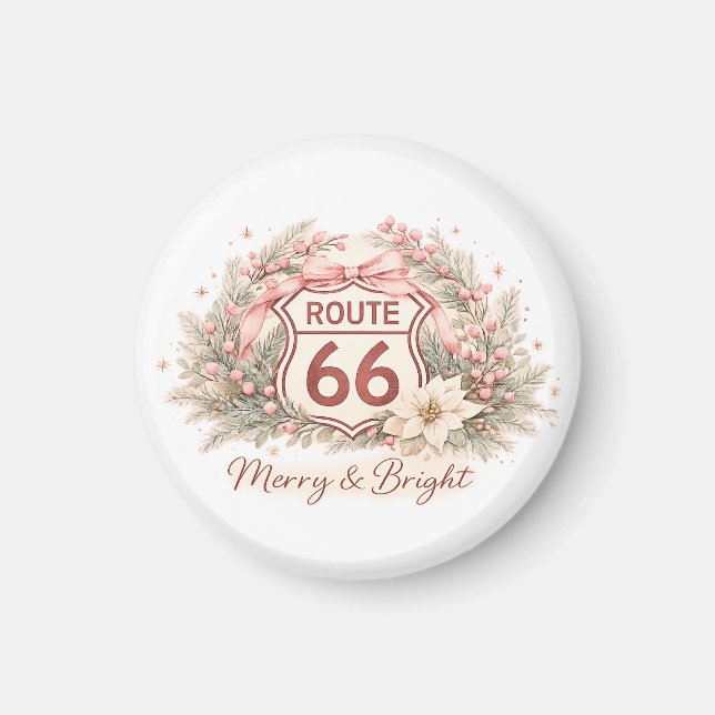 Söt Shabby Chic Route 66 Retro Vinterblomma Magnet (Framsidan)