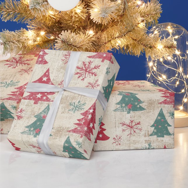 Söt Shabby chic Vintage jul Träd Presentpapper (Helgdagar)