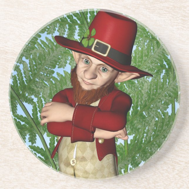 Söt Shamrock Leprechaun irländsk folklore konst Underlägg (Framsidan)