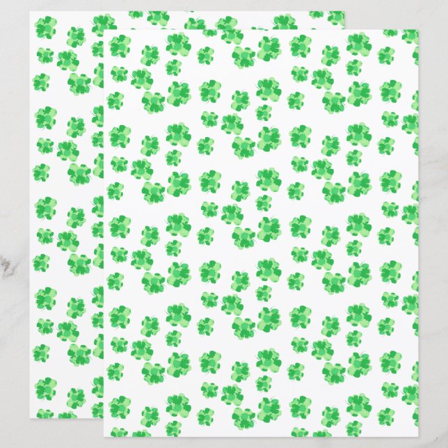 Söt Shamrock of Shamrocks Mönster Scrapbook (Fram/baksida)