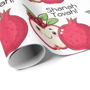 Söt Shana Tova med äpple och granatäpple Presentpapper