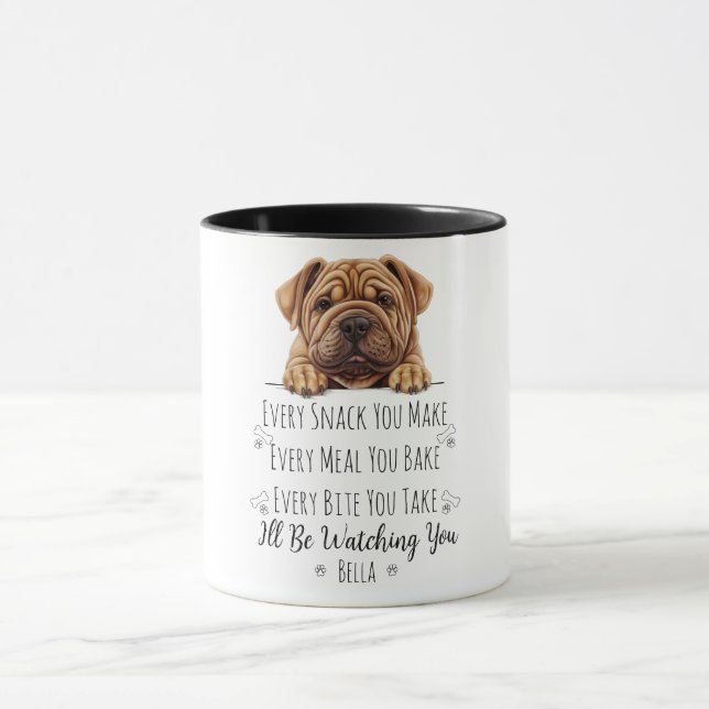 Söt Shar Pei Hund Rolig Anpassad Mugg (Center)