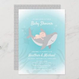 Söt Shark Baby Shower-inbjudan Inbjudningar
