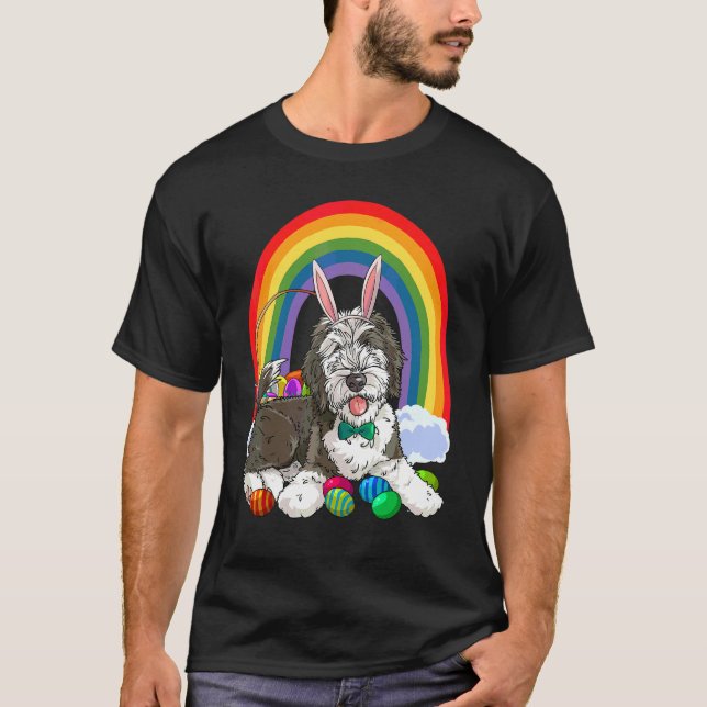 Söt Sheepadoodle Glad Påsk Ägg Kanin Hund Barn T Shirt (Framsida)