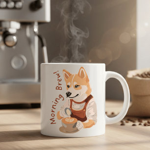 Söt Shiba Inu Barista Morgonbryggd Kaffeälskare Kaffemugg