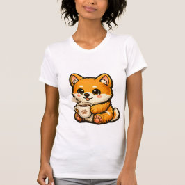 Söt Shiba Inu med kaffe – mysig hundillustration T Shirt