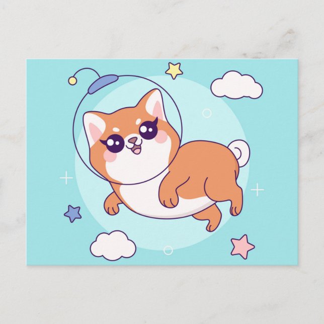 Söt Shiba Inu-valp vykort (Framsida)