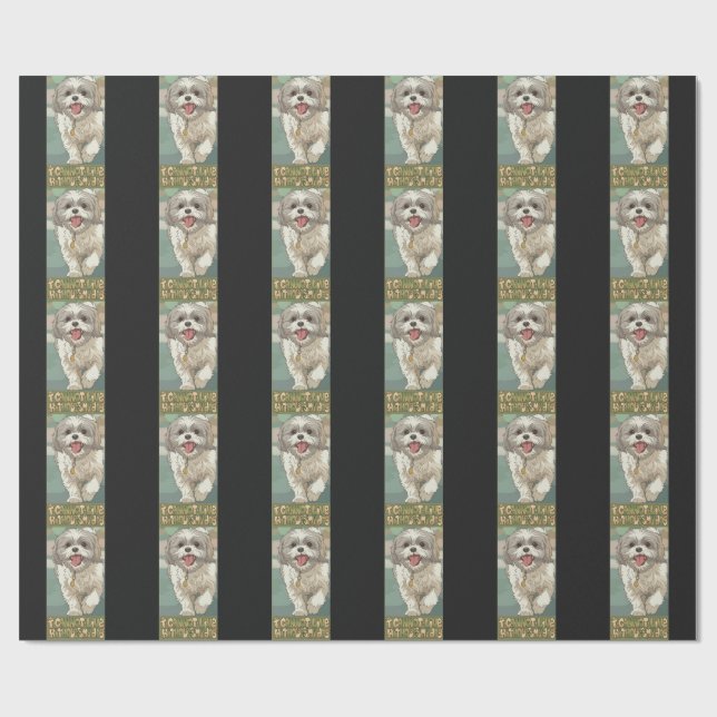 Söt Shih Tzu Anime Stil Konst Presentpapper (Platt)
