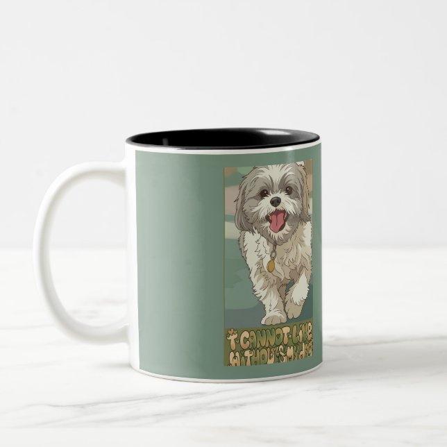 Söt Shih Tzu Anime Stil Konst Två-Tonad Mugg (Vänster)