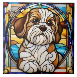 Söt Shih Tzu dekorativ keramisk platta Kakelplatta