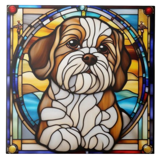 Söt Shih Tzu dekorativ keramisk platta Kakelplatta (Framsidan)