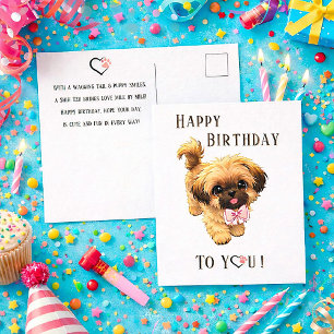 Söt Shih Tzu Glad födelsedag Valp Hund Postkort Vykort