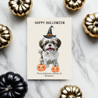 Söt Shih Tzu Halloween-kort | Gott Halloween Hund Kort