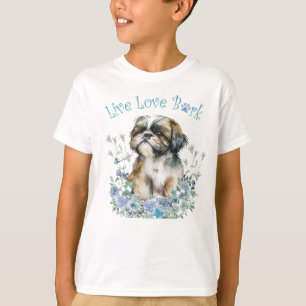 Söt Shih Tzu Hund Blommig T Shirt