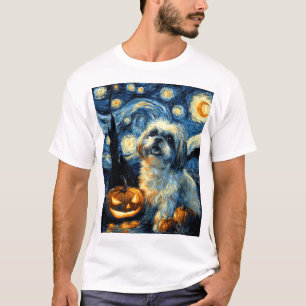 Söt Shih Tzu-hund Halloween Jack O Lantern Pumpa T Shirt