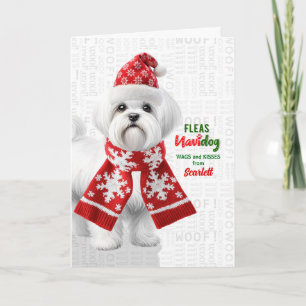 Söt Shih Tzu Hund Roliga Loppor Navidog med Namn Helgkort