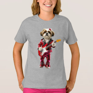 Söt Shih Tzu Rockstjärna Barn- T Shirt
