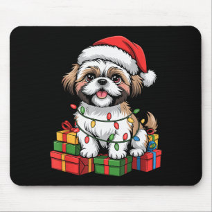 Söt Shih Tzu Tomte Hatt Jul Xmas Hundälskare Musmatta