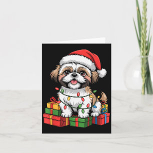 Söt Shih Tzu Tomtehatt Jul Xmas Hundälskare  Kort