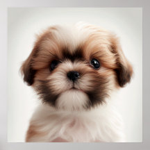 Söt Shih Tzu-valp Hund Porträtt Poster (2)