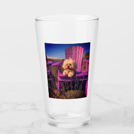 Söt Shih Tzu-valp ler, lila stol Glaskopp