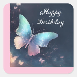 Söt Shimering Butterfly Square-fästare Fyrkantigt Klistermärke