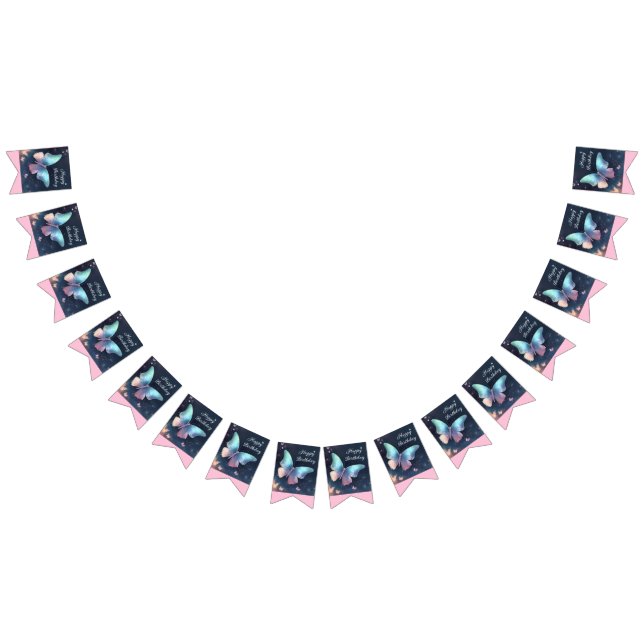 Söt Shimmering Butterfly Bunting Banner Vimplar (Alla)