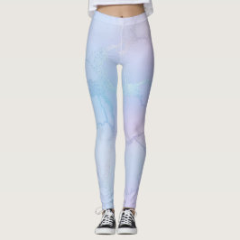 Söt Shimmery Pastel Lavender Blue Rosa Leggings