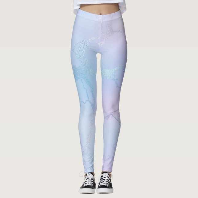 Söt Shimmery Pastel Lavender Blue Rosa Leggings (Framsida)
