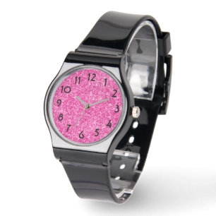 Söt Shock rosa Luxury Glitter Armbandsur