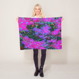 Söt Shock rosa, Magenta och Aqua Blåa blommor Fleecefilt