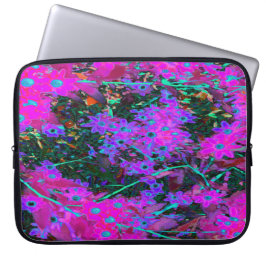 Söt Shock rosa, Magenta och Aqua Blåa blommor Laptop Fodral